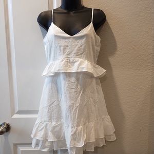 Trixxi Eyelet Ruffled Dress Juniors White V-neck Adjustable Strap Size Small
